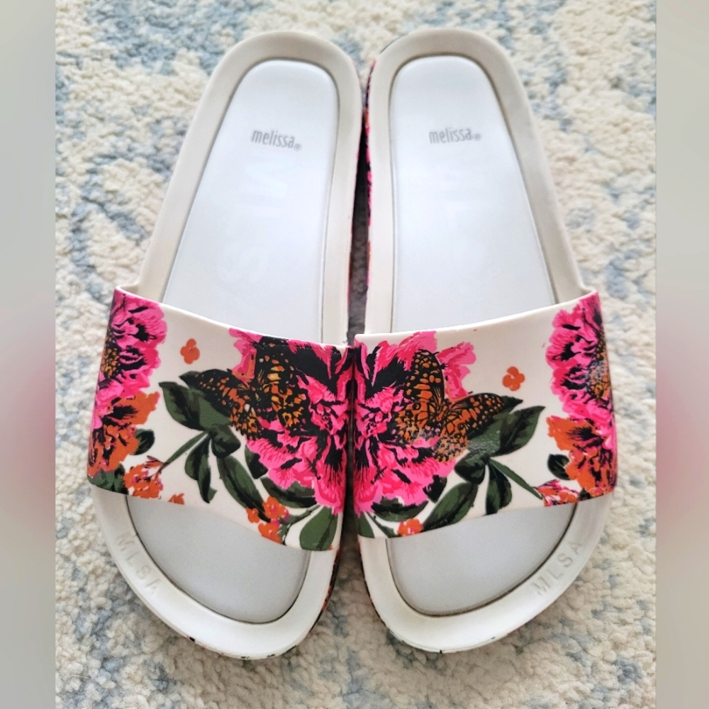 Melissa Beach Slide III in Floral sandals size US 8 - Picture 3 of 6